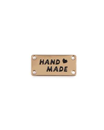Kovový štítok na našitie Handmade - 1 ks | Mimib