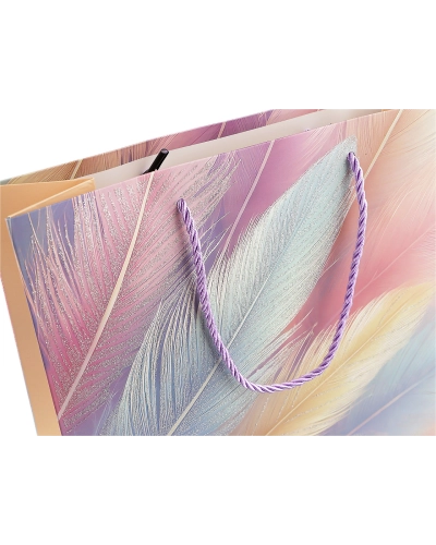 Darčeková taška perie s glitrami 26x32 cm - 1 ks | Mimib
