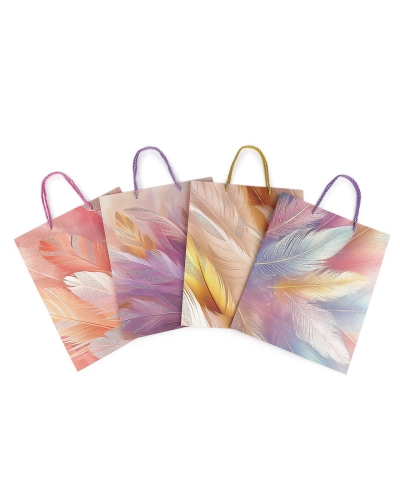 Darčeková taška perie s glitrami 26x32 cm - 1 ks | Mimib