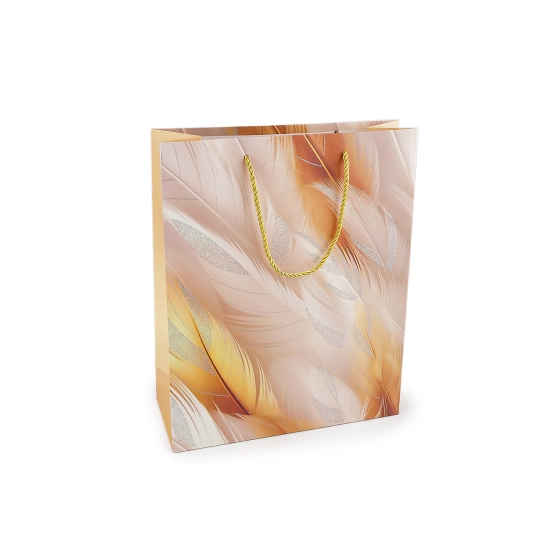 Darčeková taška perie s glitrami 26x32 cm - 1 ks | Mimib