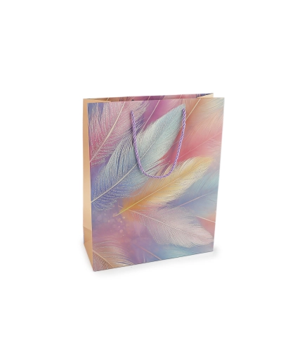 Darčeková taška perie s glitrami 26x32 cm - 1 ks | Mimib