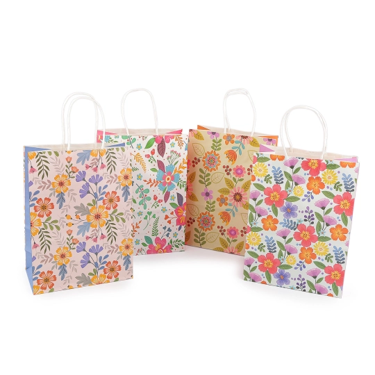 Darčeková taška kvety 18,5x25,5 cm - 12 ks | Mimib