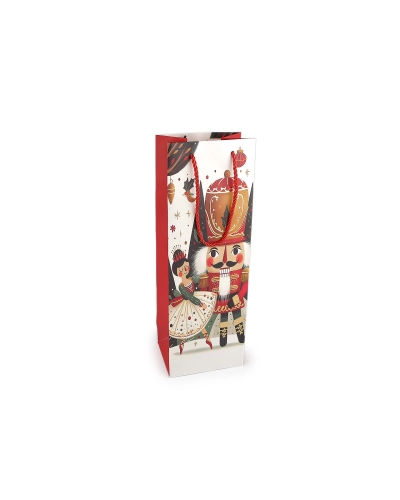 Vianočná darčeková taška na fľašu luskáčik 12x35 cm - 1 ks | Mimib