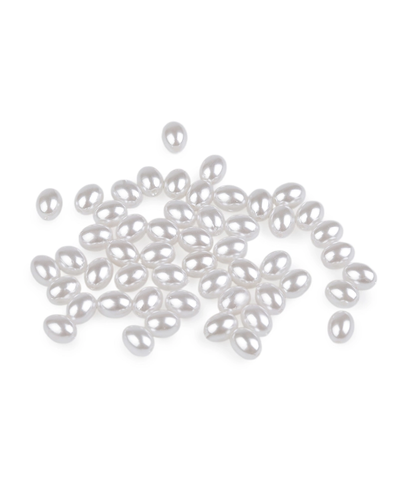 Plastové voskové koráliky / perly oliva 6x8 mm - 50 ks | Mimib