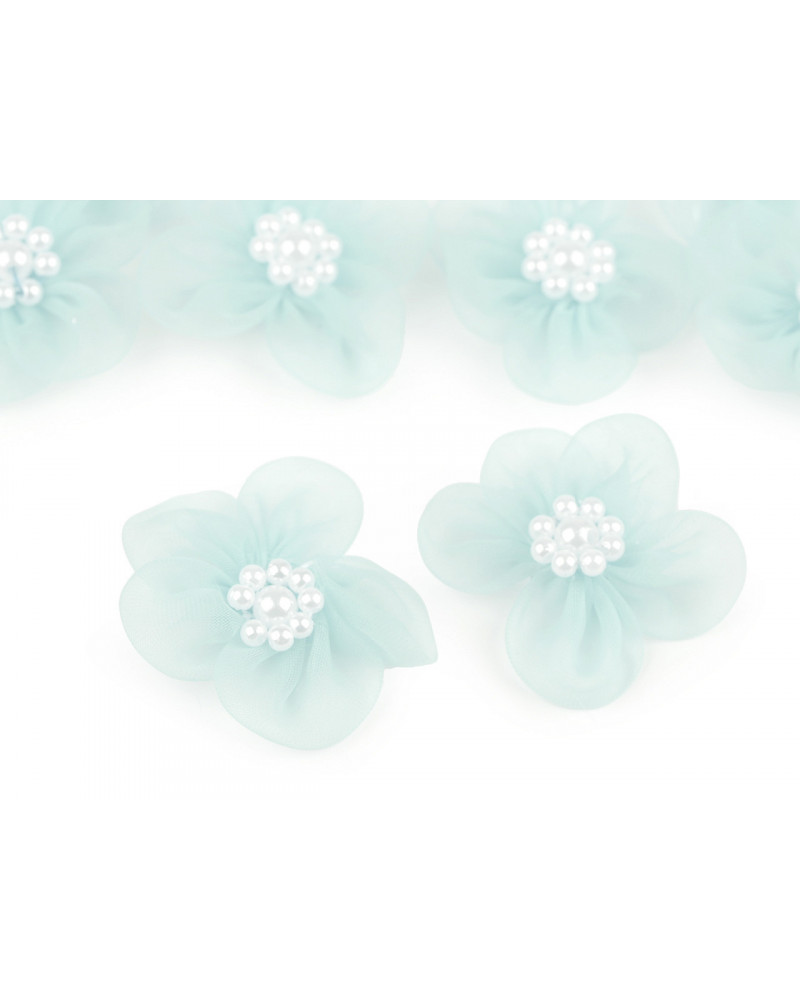 Flori din organza cu perle, Ø3-3,5 cm | Mimib Flori din organza cu perle, Ø3-3,5 cm | Mimib