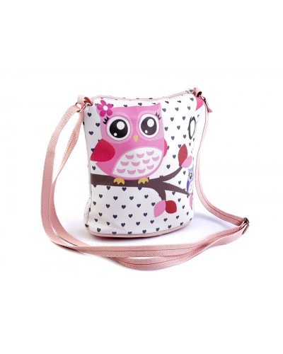 Gentuță crossbody fetițe, imprimeu bufnițe, 17x17 cm | Mimib