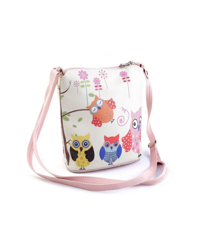 Gentuță crossbody fetițe, imprimeu bufnițe, 17x17 cm | Mimib