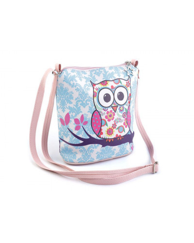 Gentuță crossbody fetițe, imprimeu bufnițe, 17x17 cm | Mimib