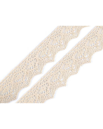 Dantelă bumbac croşetată, lățime 46 mm | Mimib