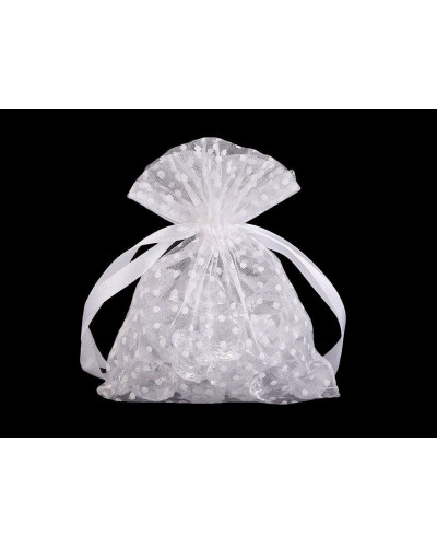 Săculeț organza cu buline, 10x13 cm | Mimib