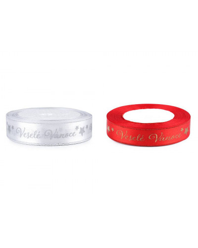 Satin Ribbon Merry Christmas, width 20 mm | Mimib