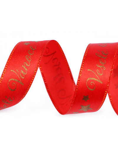 Satin Ribbon Merry Christmas, width 20 mm | Mimib