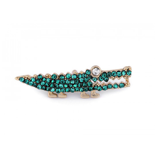 Broșă / Insignă cu strasuri - gărgăriță, crocodil | Mimib