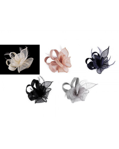 Fascinator / Broșă floare cu pene | Mimib