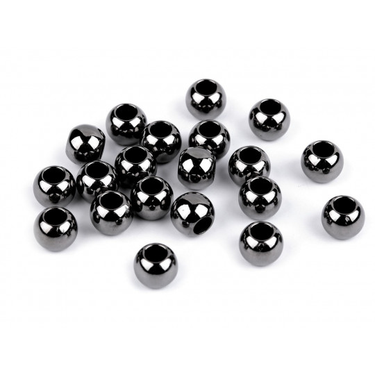 Mărgele metalizate cu gaură mare, 8x10 mm | Mimib