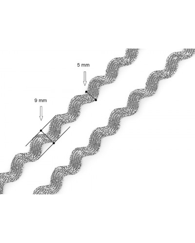 Bandă zig-zag cu lurex, lățime 5 mm | Mimib