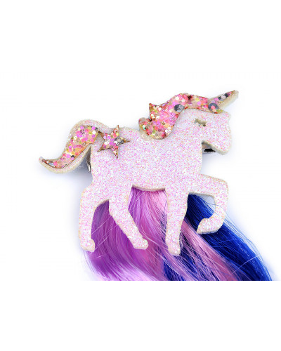 Agrafe cu șuvițe colorate Unicorn | Mimib