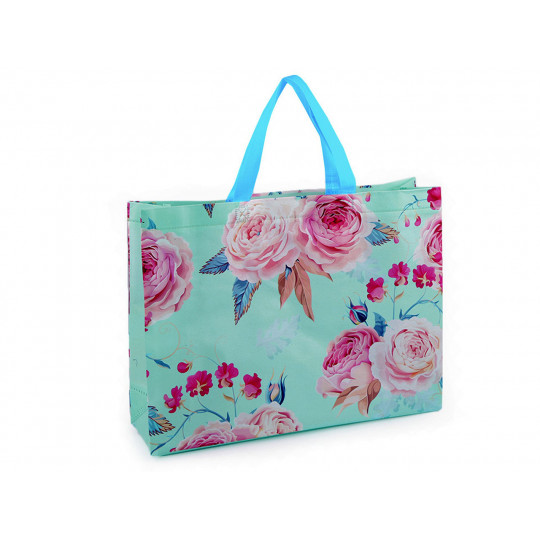 Geantă cumpărături cu motiv floral, 32x42 cm | Mimib