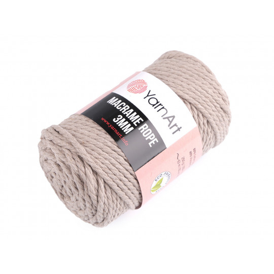 Fir de tricotat / croșetat Macrame Rope, 3 mm, 250 g | Mimib