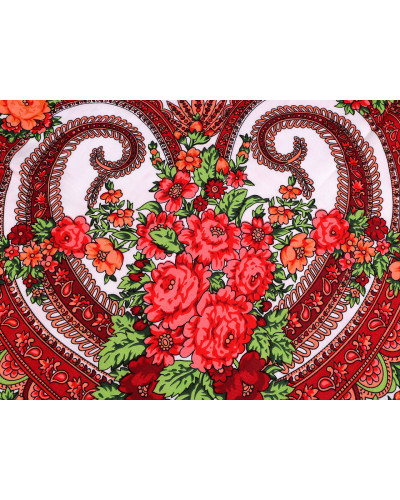 Batic / Eşarfă satinată cu motiv floral, 105x105 cm | Mimib