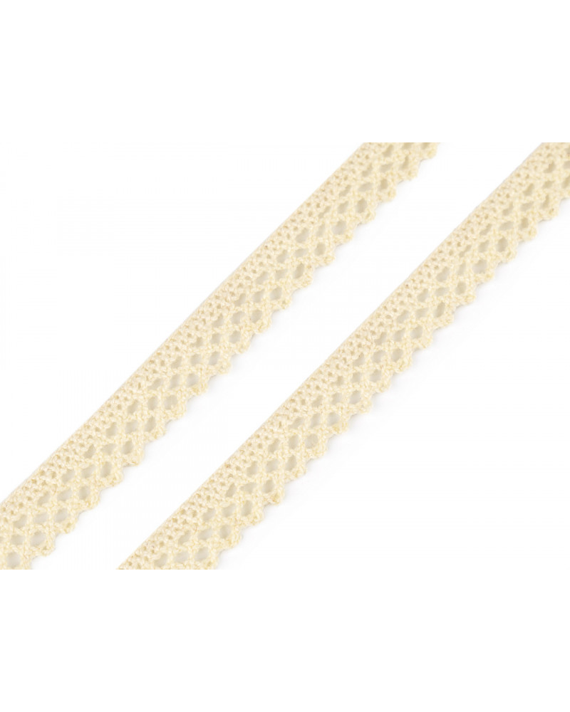 Dantelă bumbac croşetată, lățime 12 mm | Mimib