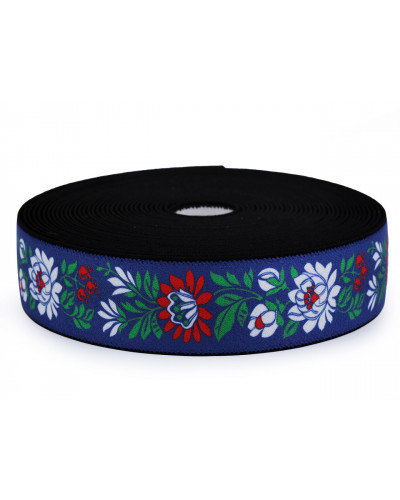 Elastic lat cu motiv floral, lățime 40 mm | Mimib