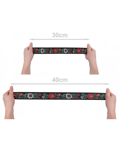 Elastic lat cu motiv floral, lățime 40 mm | Mimib