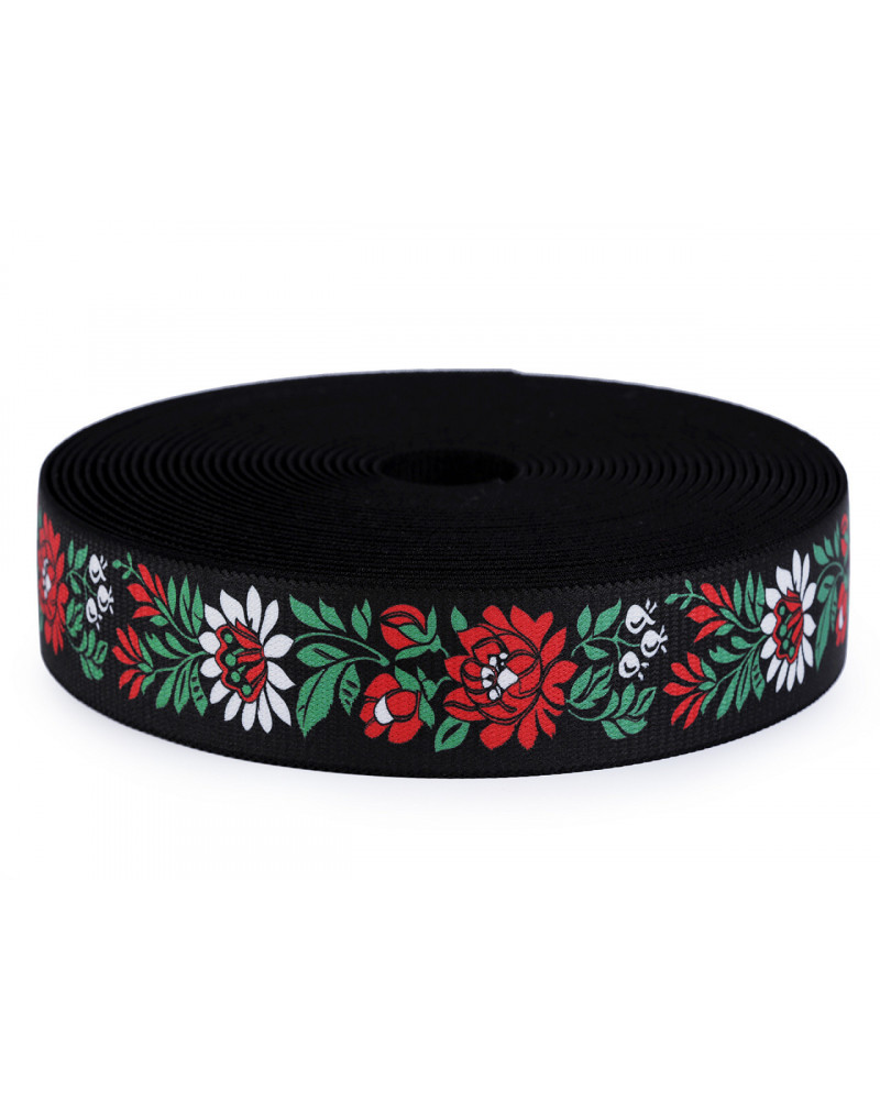 Elastic lat cu motiv floral, lățime 40 mm | Mimib