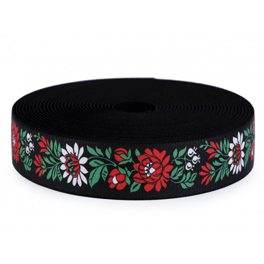 Elastic lat cu motiv floral, lățime 40 mm | Mimib