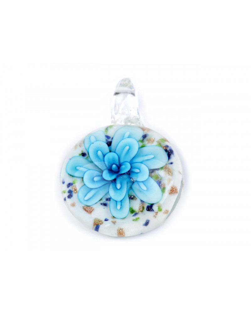 Pandantiv floare din sticla Ø31 mm | Mimib