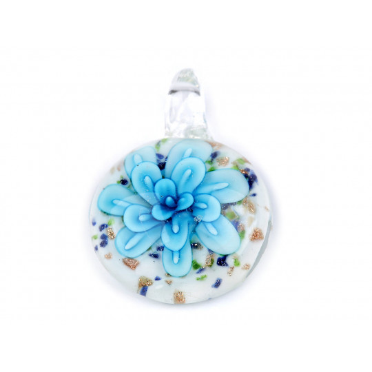 Pandantiv floare din sticla Ø31 mm | Mimib