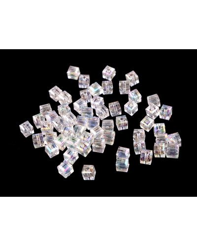 Mărgele din plastic cu efect AB 6x6 mm cub | Mimib