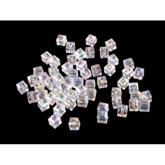 Mărgele din plastic cu efect AB 6x6 mm cub | Mimib