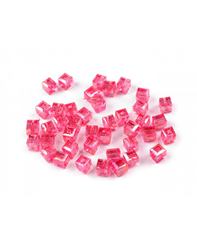 Mărgele din plastic cu efect AB 6x6 mm cub | Mimib