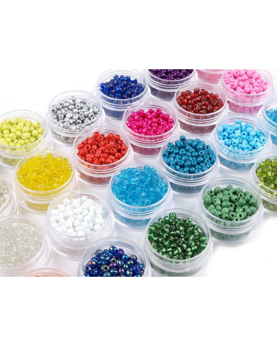 Mărgele nisip la cutie, mix culori, Ø4 mm, 8-12g/cutie | Mimib