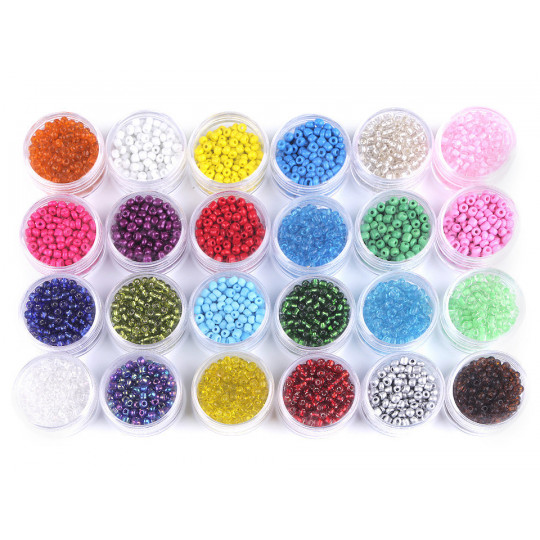 Mărgele nisip la cutie, mix culori, Ø4 mm, 8-12g/cutie | Mimib