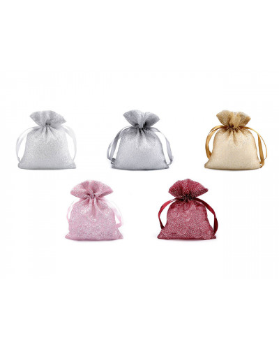 Saculet cadou organza cu sclipici, 10x13 cm | Mimib