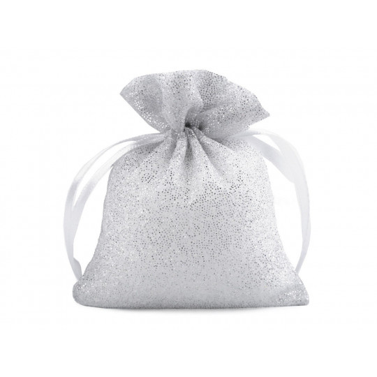 Saculet cadou organza cu sclipici, 10x13 cm | Mimib