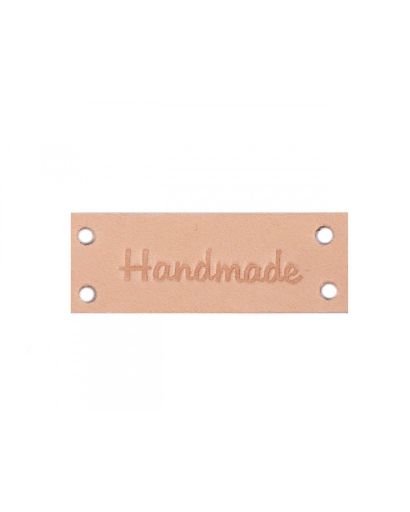 Eticheta din piele Handmade, With love 16x44 mm | Mimib