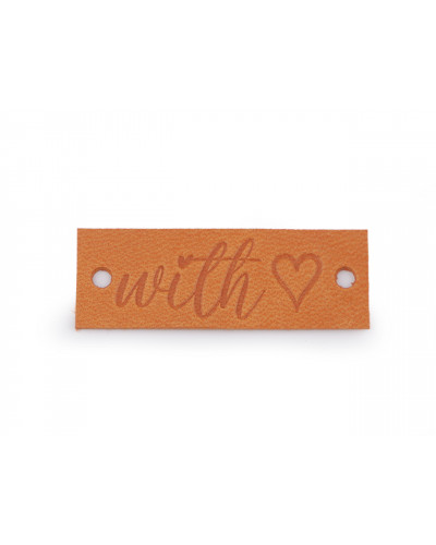 Eticheta din piele Handmade, With love 16x44 mm | Mimib