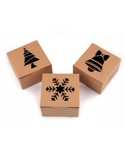 Cutie cadouri cu orifici decupate copac, fulg de zăpadă, clopot | Mimib