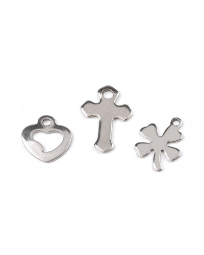 Pandantiv din oțel inoxidabil, trifoi, cruce, inimă | Mimib