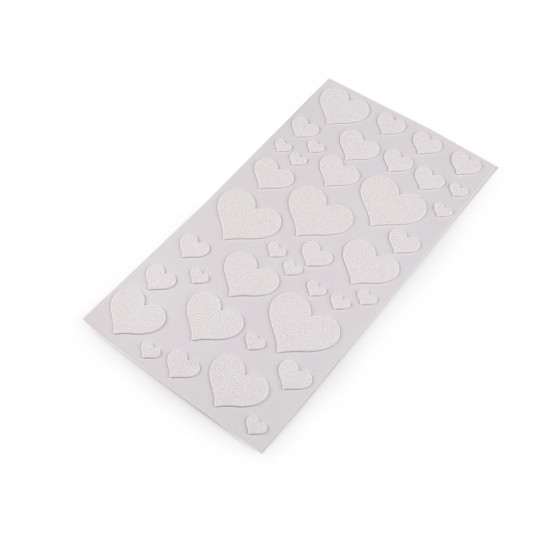 Inimioare Moosgummi  autoadezive cu sclipici - mix dimensiuni | Mimib