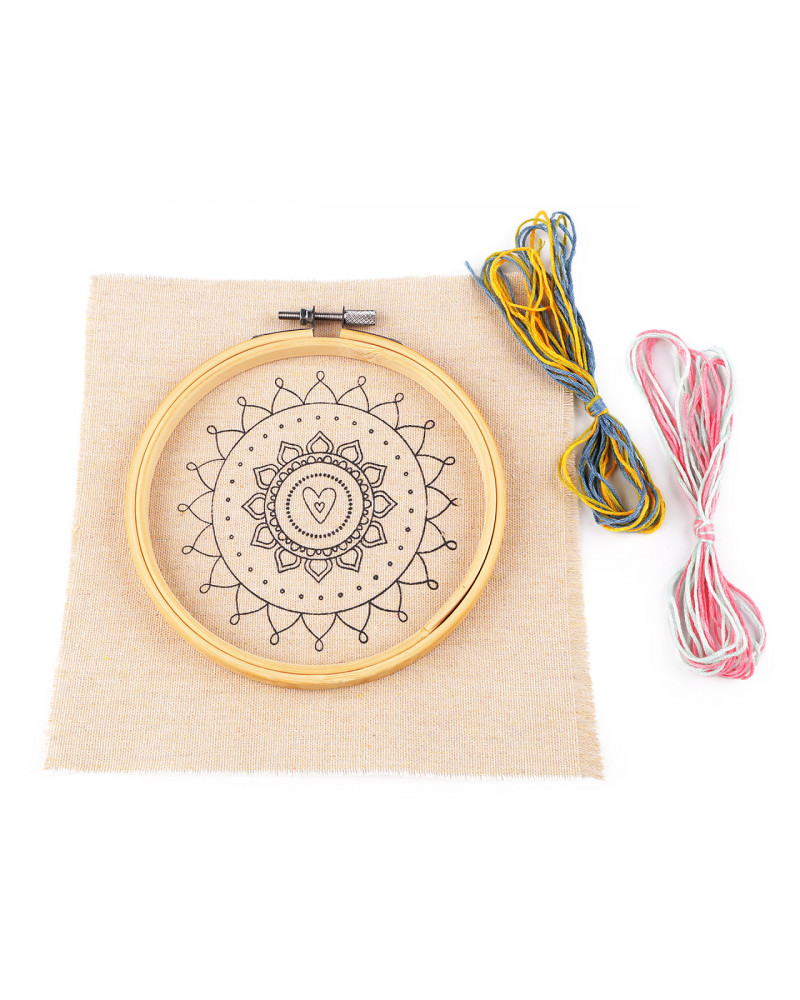 Kit de broderie cu motiv preimprimat, mandala | Mimib