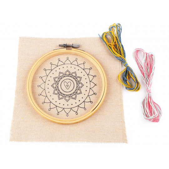 Kit de broderie cu motiv preimprimat, mandala | Mimib