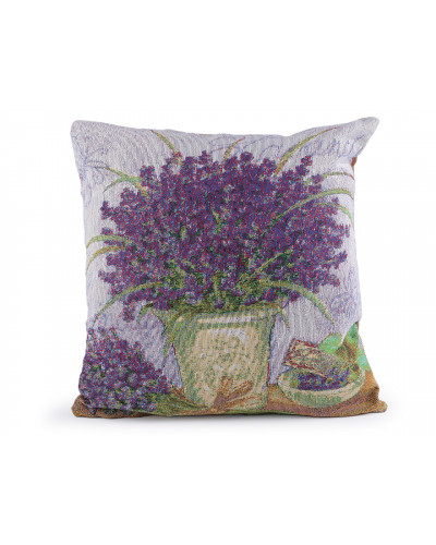 Fata de perna goblen lavanda, flori 45x45 cm | Mimib