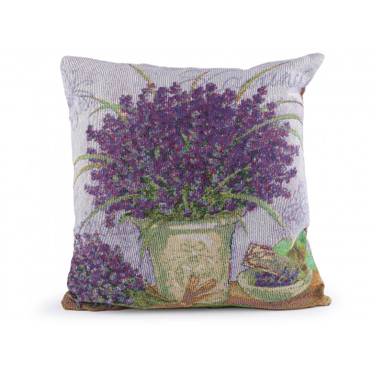 Fata de perna goblen lavanda, flori 45x45 cm | Mimib