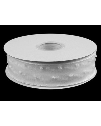 Panglica din organza cu buline tesute, latime 40 mm | Mimib