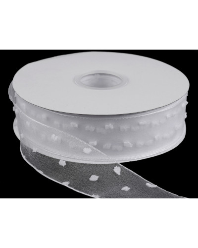 Panglica din organza cu buline tesute, latime 40 mm | Mimib