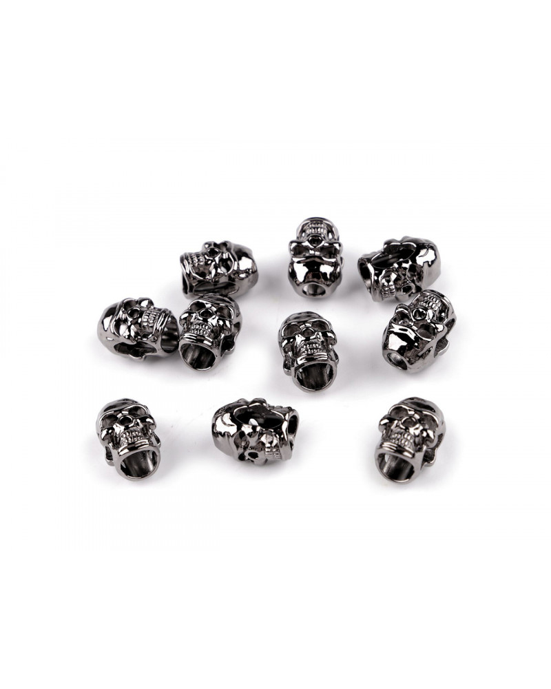 Capat de snur metalic Ø4 mm / ornament craniu - 2 buc. | Mimib